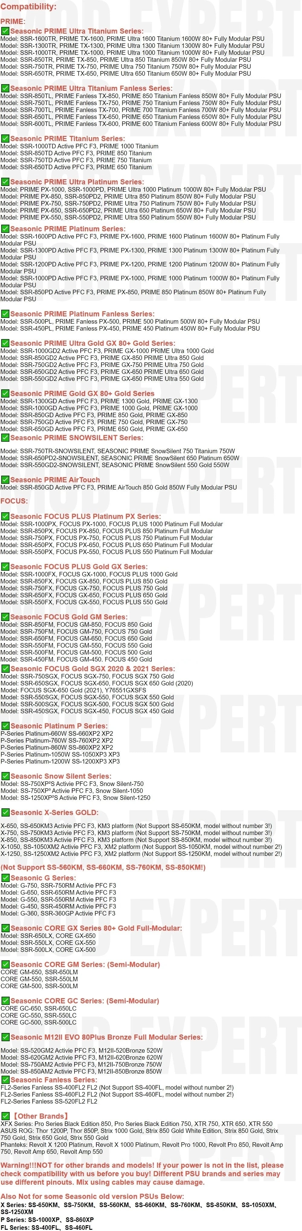 CPU Power Cable 8Pin to 4+4Pin 12V Flat Wire for Seasonic PRIME PX-1600, PX-1300, PX-1200, PX-1000 Platinum Modular Power Supply