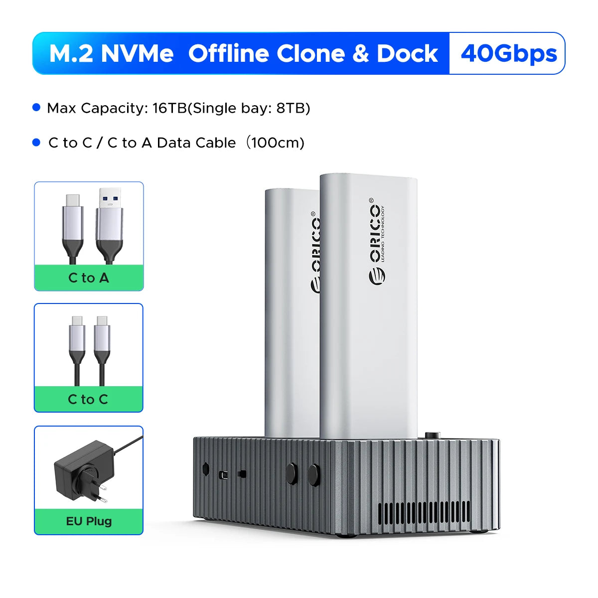 ORICO USB4 40Gbps M.2 NVMe SSD Clone Docking Station 4 Bay 2 Bay offline clone  SSD enclosure for Internal SSD Duplicator