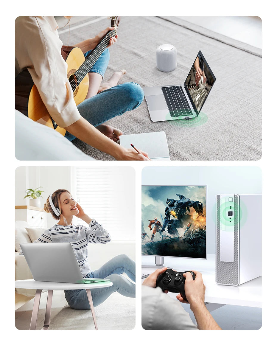 UGREEN 2 in 1 USB Bluetooth 5.4 Dongle Adapter for PC Speaker Wireless Mouse Music Audio Receiver Transmitter Bluetooth 5.0
