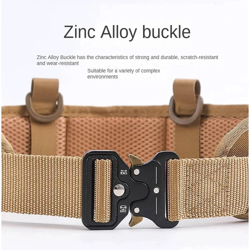 The Tactical Belt Is Made Of Molle Nylon Fabric And Has A Metal Buckle, Making It Suitable For Outdoor Sports And Hunting Belts