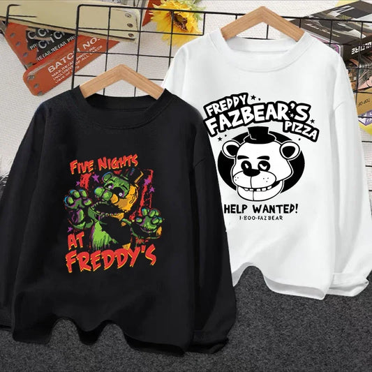 Five Nights At Freddys Long Sleeves Kids T-shirts Anime FNAF Tee Tops Cotton Fashion Children Clothes Undershirt Birthday Gift
