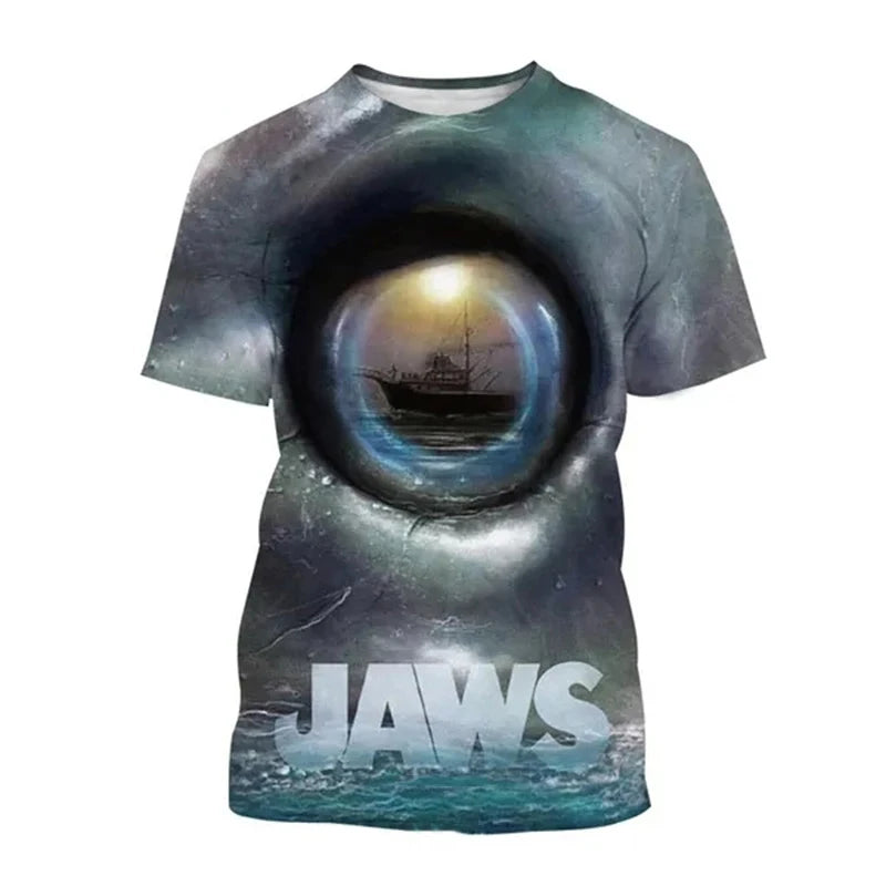 Horror Movie Jaws T-Shirts Shark 3D Printed Streetwear Men Women Fashion Oversized Short Sleeve T Shirt Kids Tees Tops Clothing