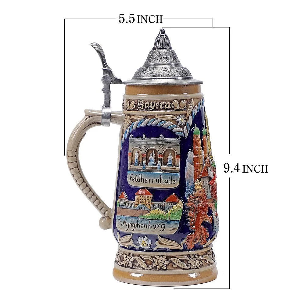 600ml Beer Mugs Big Capacity Germany Geographical Sign Classical  Beer Mug 3D & Resin Steel Stainless Tankard Cup Best Fans Gift