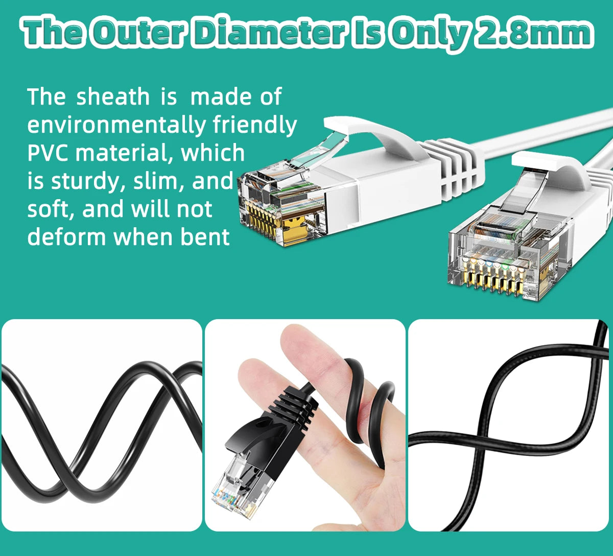 CAT6a Ethernet Cable ugreen 10Gbps/600MHz Shielded RJ45 Network Cable for Gaming/PC/PS5/Xbox/CCTV 100% Pure Copper