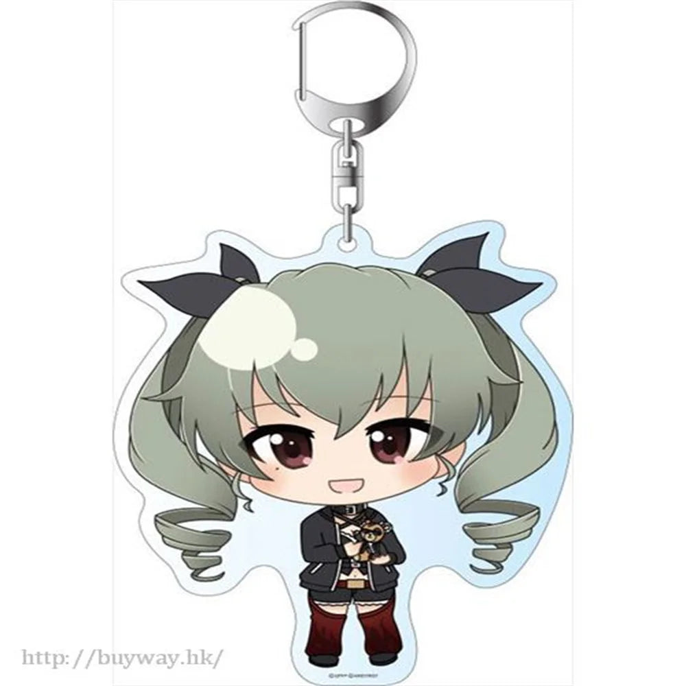 Anime Fans GiftsGIRLS und PANZER The Movie Anchovy Q Version HD Character PVC Acrylic  Keychain Collection Series About 6cm