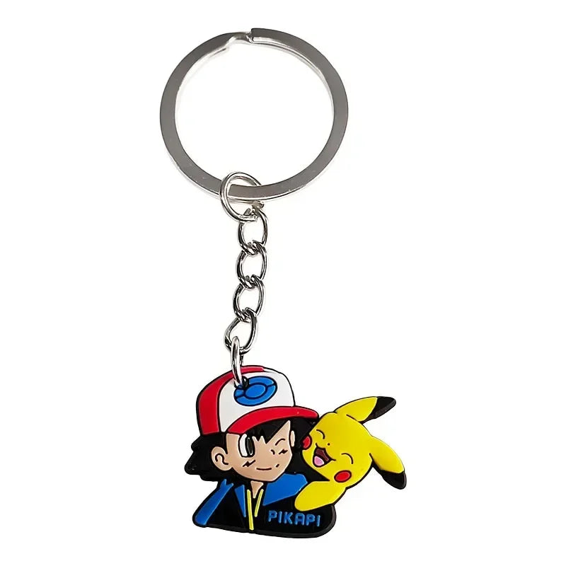 Cartoon Pokemon Pikachu Keychain Silicone Funny Keyring Bag Pendant Couple Car Keyholder Creative Bag Charm Accessories Gift