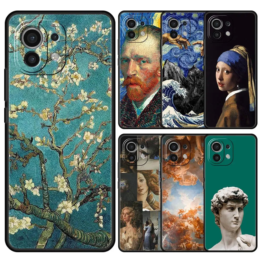 Mona Lisa Van gogh Oil Painting Art Case For Xiaomi 13 12 11 Lite 12T 11T 10T 9T Mi Poco X5 M4 M3 X4 X3 Pro F5 F4 F3 GT 5G Cover