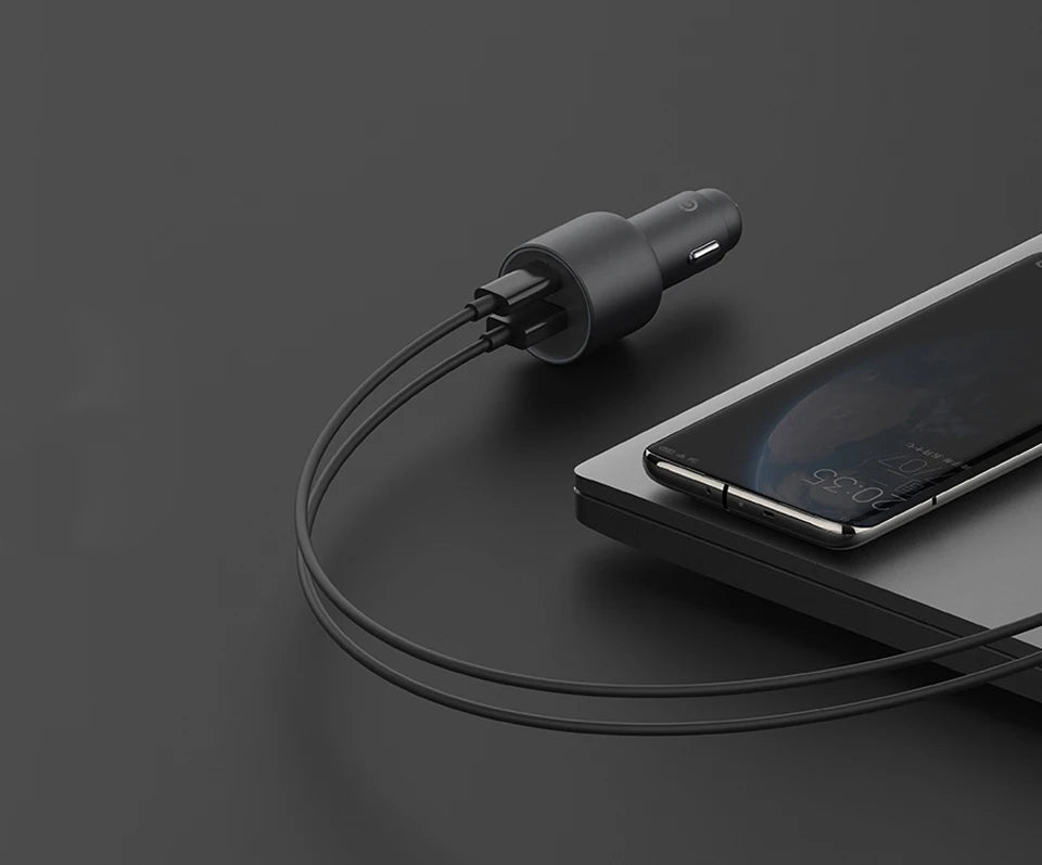 Xiaomi Mi Car Charger 100W MAX 1A1C Fast Charging Dual-port USB-A USB-C Smart Device Fully Compatible With Light Effect Display