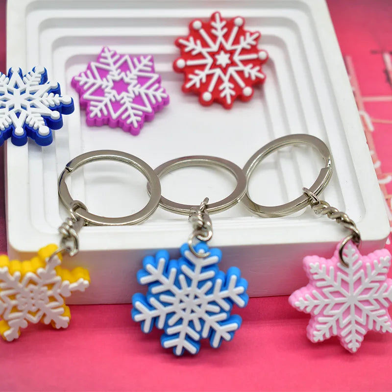 Snowflake Series Keychain New 2D PVC Soft Rubber Backpack Decoration Christmas Gift Car Free DIY Keychain Accesorios Bag Charm
