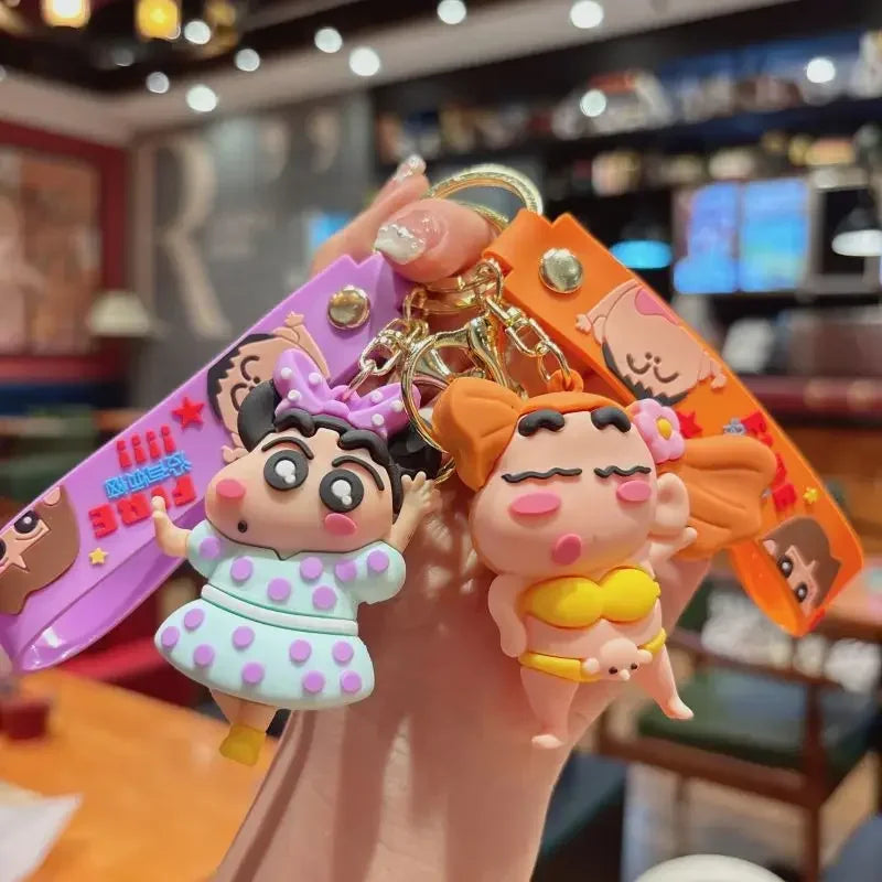 Cartoon Crayon Shinchan PVC Keychain Cute Transformation Doll Bag Pendant Gift Keychain Collectible Toys Backpack Decoration