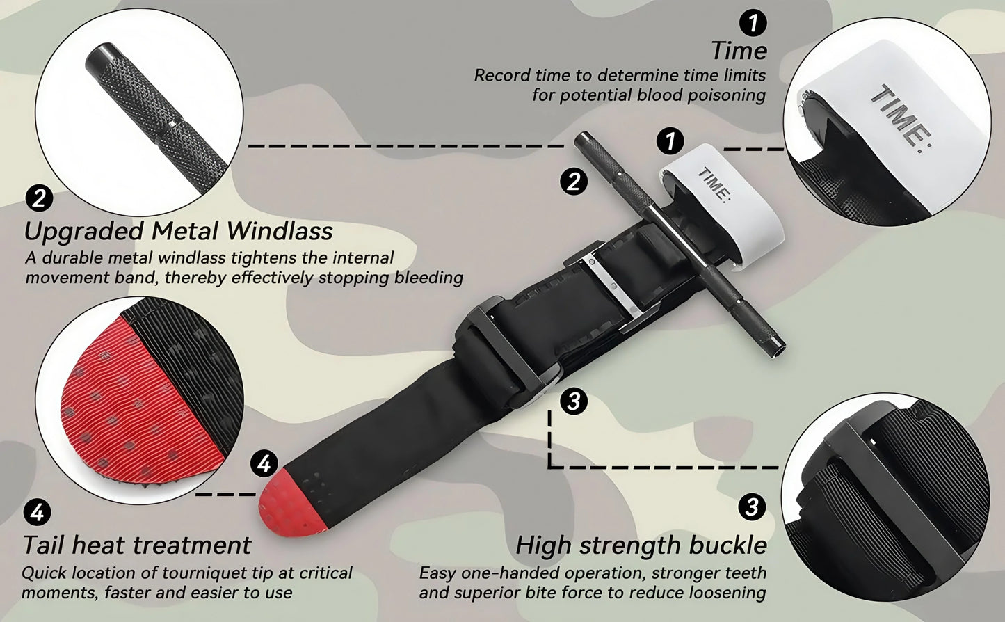 Tactical Tourniquet - Single-Handed Emergency First Aid Strap for Outdoor Sports, Hiking & Camping Survival Gear