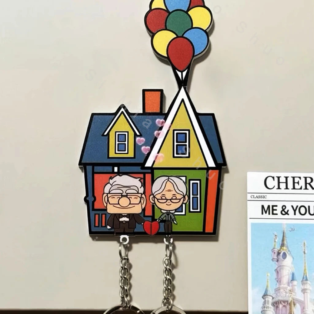 Wall-Mounted Key Holder House Couple Keychain Hanger Shared Keychains Up Movie Key Holder Jigsaw Key Ring Holder Christmas Gift