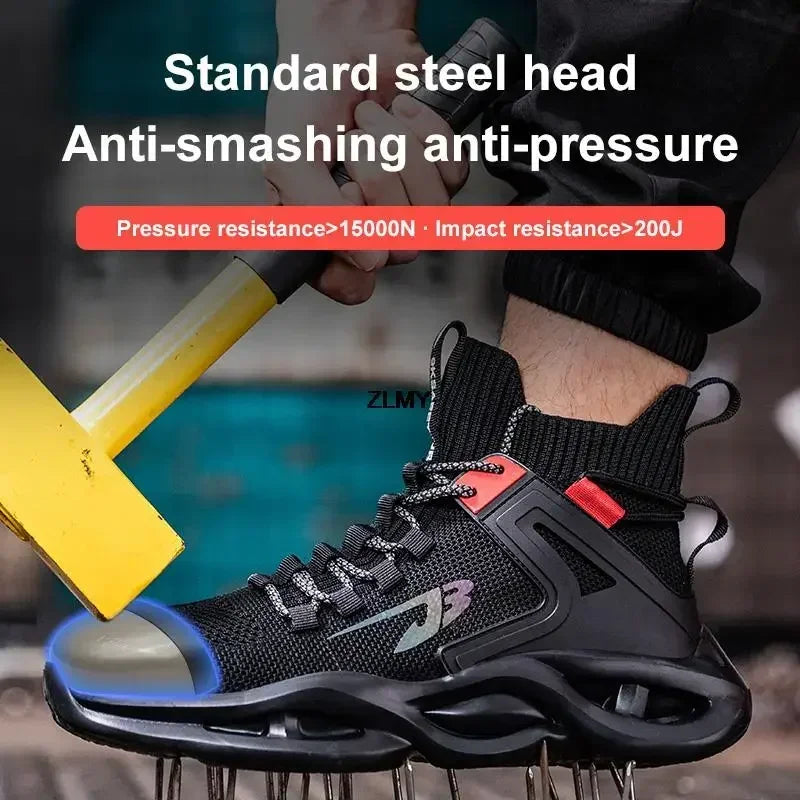 Tactical Boots for Man Breathable Work Safety Boots with Steel Toe Fashion Work Shoes Men Anti-stab Anti-smash Sneaker
