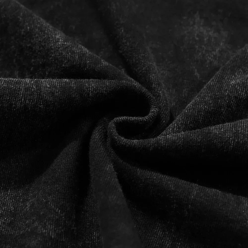 ACDC Band Printed T-shirt Washed Retro Old Short Sleeve Trendy Couple Comfortable Loose Casual Fashion New Men's Clothing