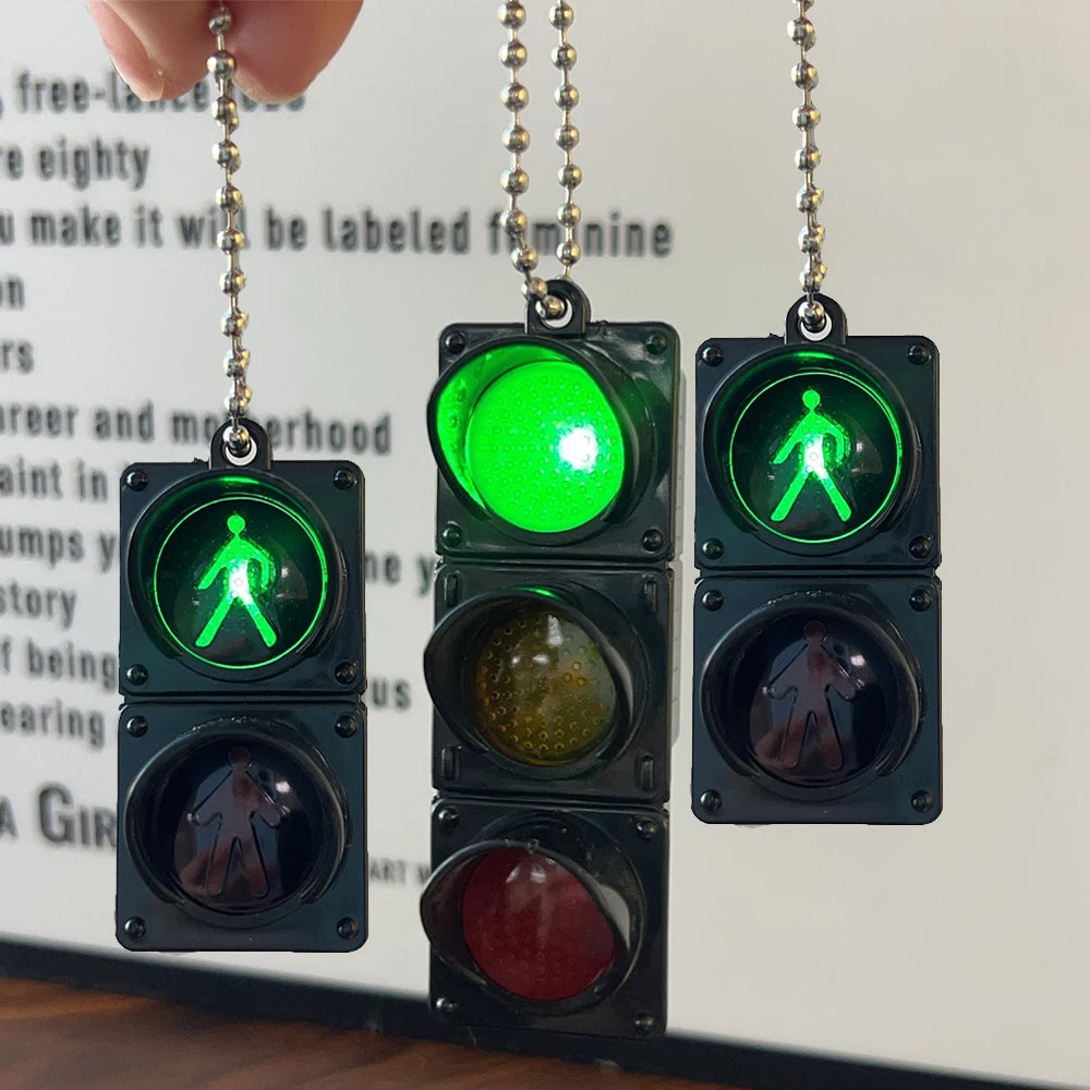 Simulation Electronic Traffic Light Keychain Pendant Pedestrian Light LED Light-emitting Toy Kids Cognitive Toy Gift Key Chain