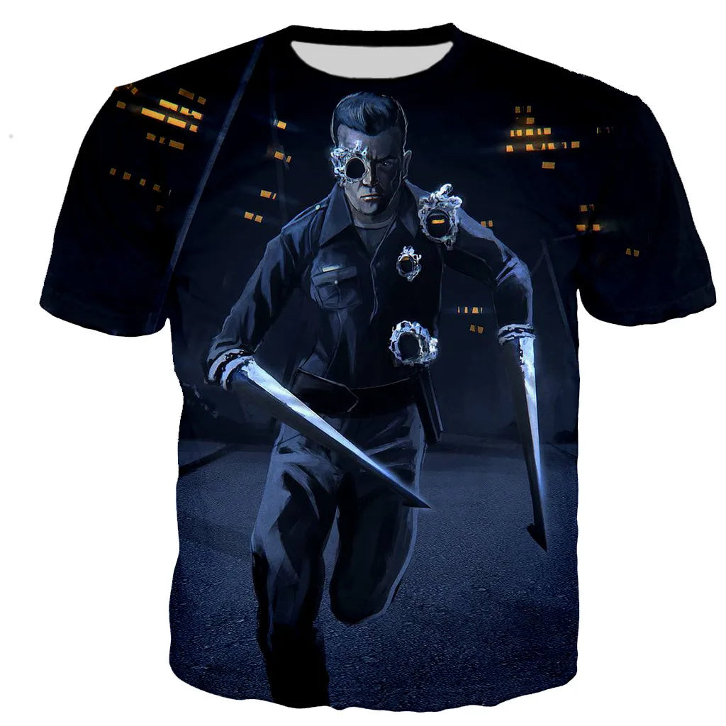 Movie Terminator T-Shirts Male 3D Print Men Women Fashion Short Sleeve O-Neck T Shirt Oversized Streetwear Kids Y2k Top Clothing