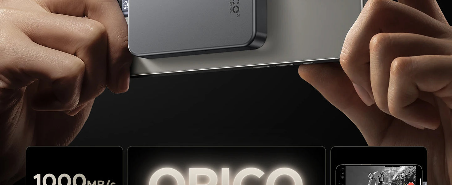ORICO 1TB Magnetic SSD, PD100W Charging, 4K ProRes HDR, 1000MB/s USB 3.2, Portable External Drive for iPhone 16/15, Laptops