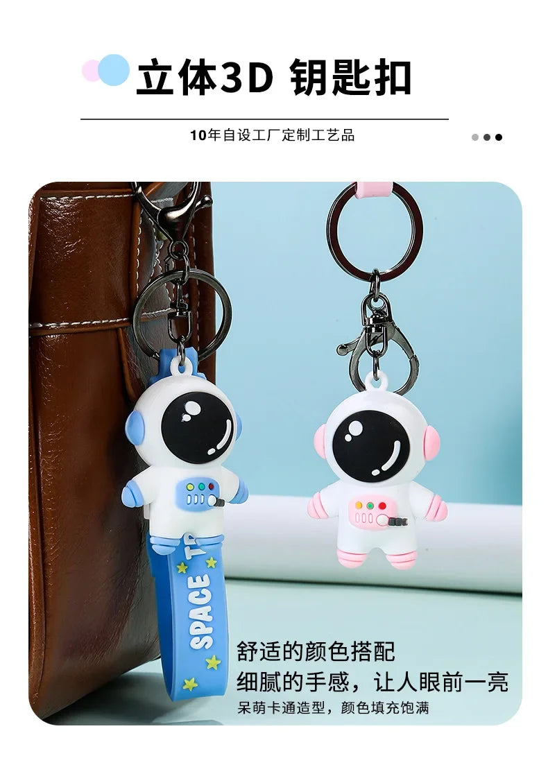 Cute PVC Colorful Astronauts Keychain Tassels Gloomy Bear Rabbit Ears Car Backpack Key Chain Pendant Jewelry Gifts for Women