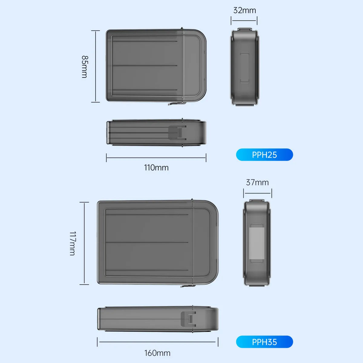 ORICO 2.5" 3.5" HDD Storage Case Multi-disk Storage 2.5/3.5" HDD Protection Box for Hard Drive with label Design Moisture proof