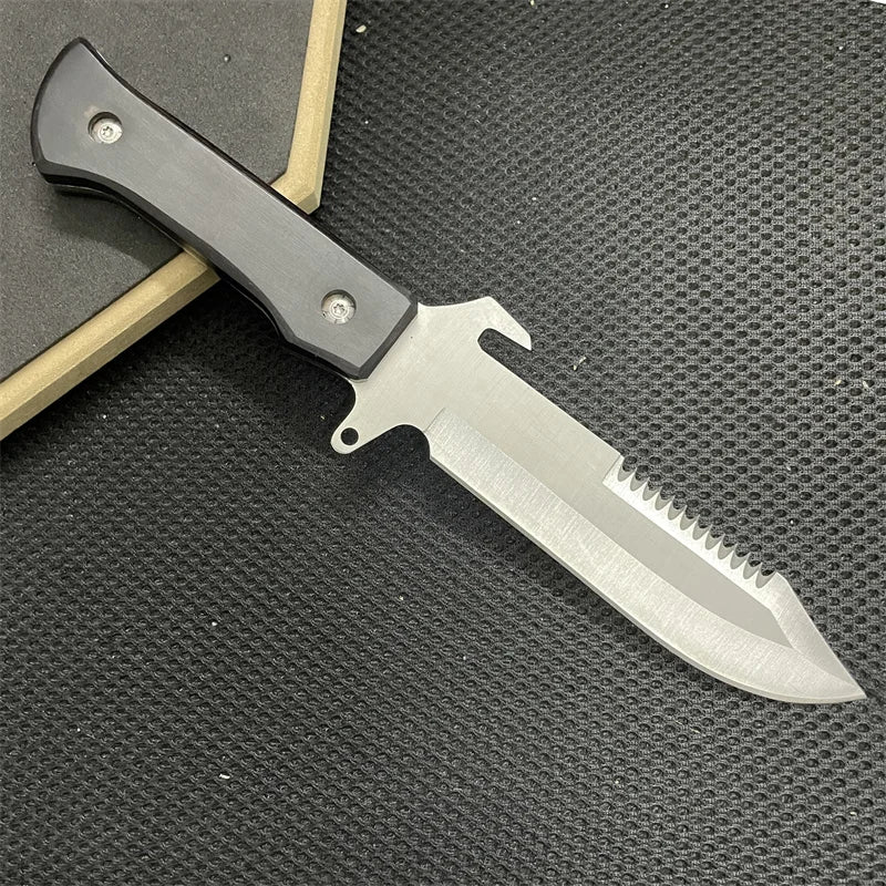 Tactical Hunting Knife Full Tang 8CR13MOV Blade Wood Handle Survival Tools Pocket Knife High Hardness Self Defense Combat Knives