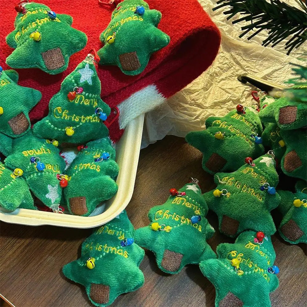 Keychain Pendant Car Key Backpack Decoration Cute Dopamine Little Bell Christmas Tree Plush Fashion Sweet