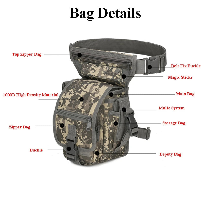 Tactical Leg Bag Men's Outdoor Waist Bag Sports Camping Hike Hike Multipurpose Saddle Bag Multipurpose Utility Bag