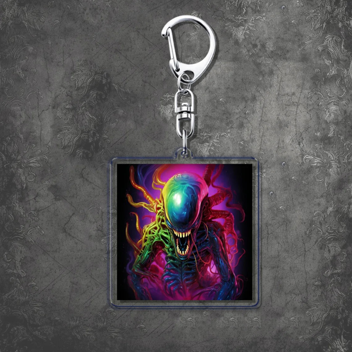 Horror Scary Classic Movie Keychain Key Chain Ring for Bag Xenomorph Sci Fi Keyring Jewelry Gamer Fans Gaming Gift