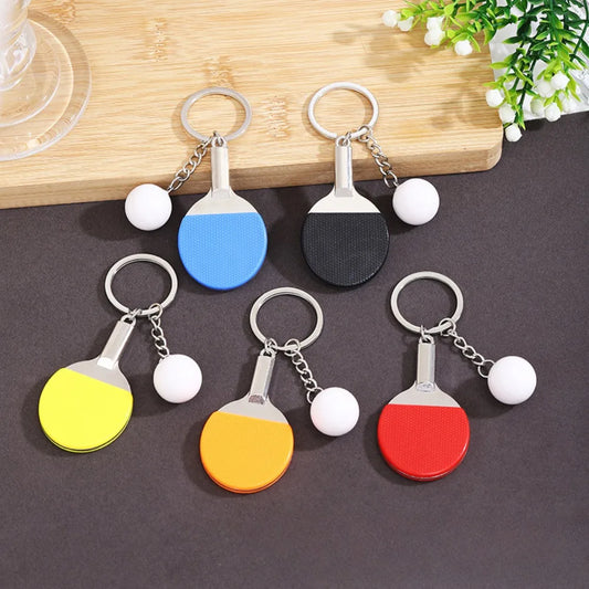 Fashion Simulation Table Tennis Keychain PVC Creative Mini Ping Pong Key Ring Backpack Pendant Car Accessories Sports Club Gift