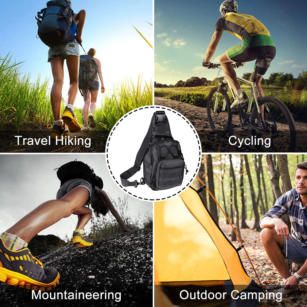 Tactical Sling Bag Outdoor Shoulder Bag with Molle Design and Waterproof Tactical Backpack for Men Caping Hiking Hunting Bags