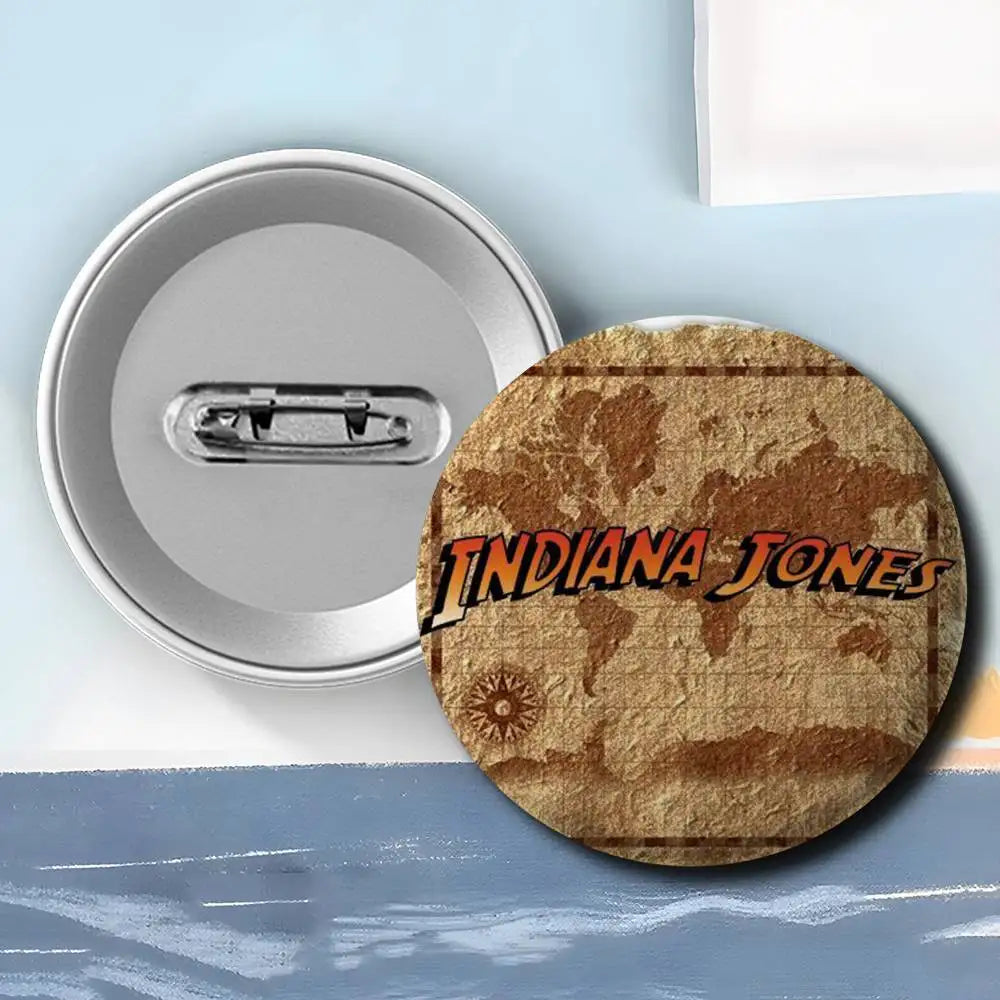Classic Movie I-Indiana J-Jones Badges Round Exquisite Badge Brooches Creative Pins For Clothes Hat Backpack Gift Accessories
