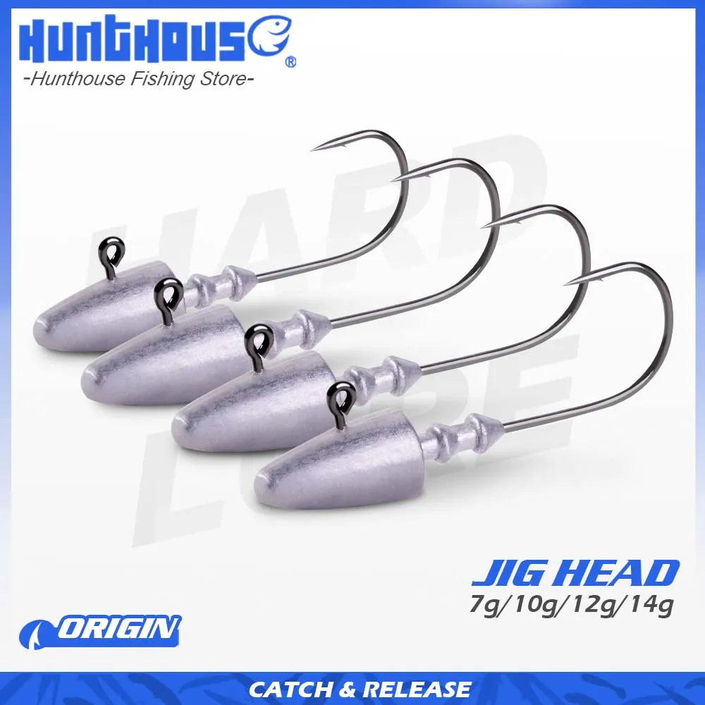 Hunthouse 7g 10g 12g 14g Dart Jig Head Fishing Hook Soft Lure High Carbon Steel Fishhooks Jig Heads For Fishing Bait Hooks
