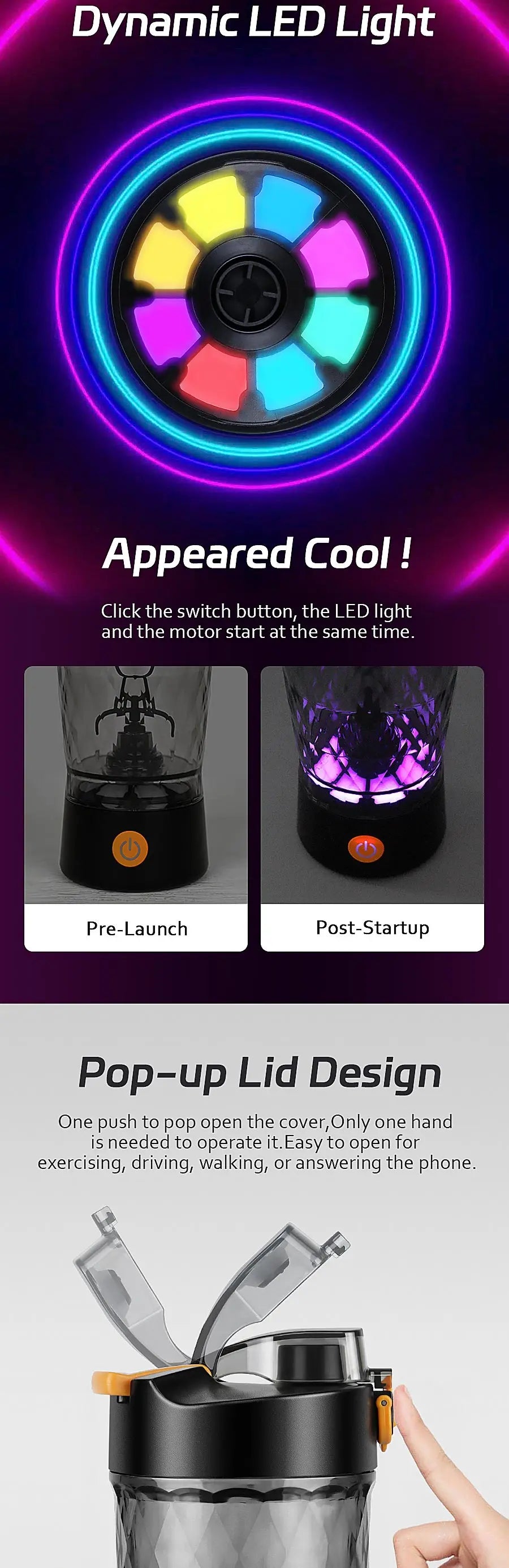 650ml Electric Protein Shaker Cup Automatic Mixer for Milk Coffee Compact Blender Bottle with Fitness Use for Gym And Outdoor