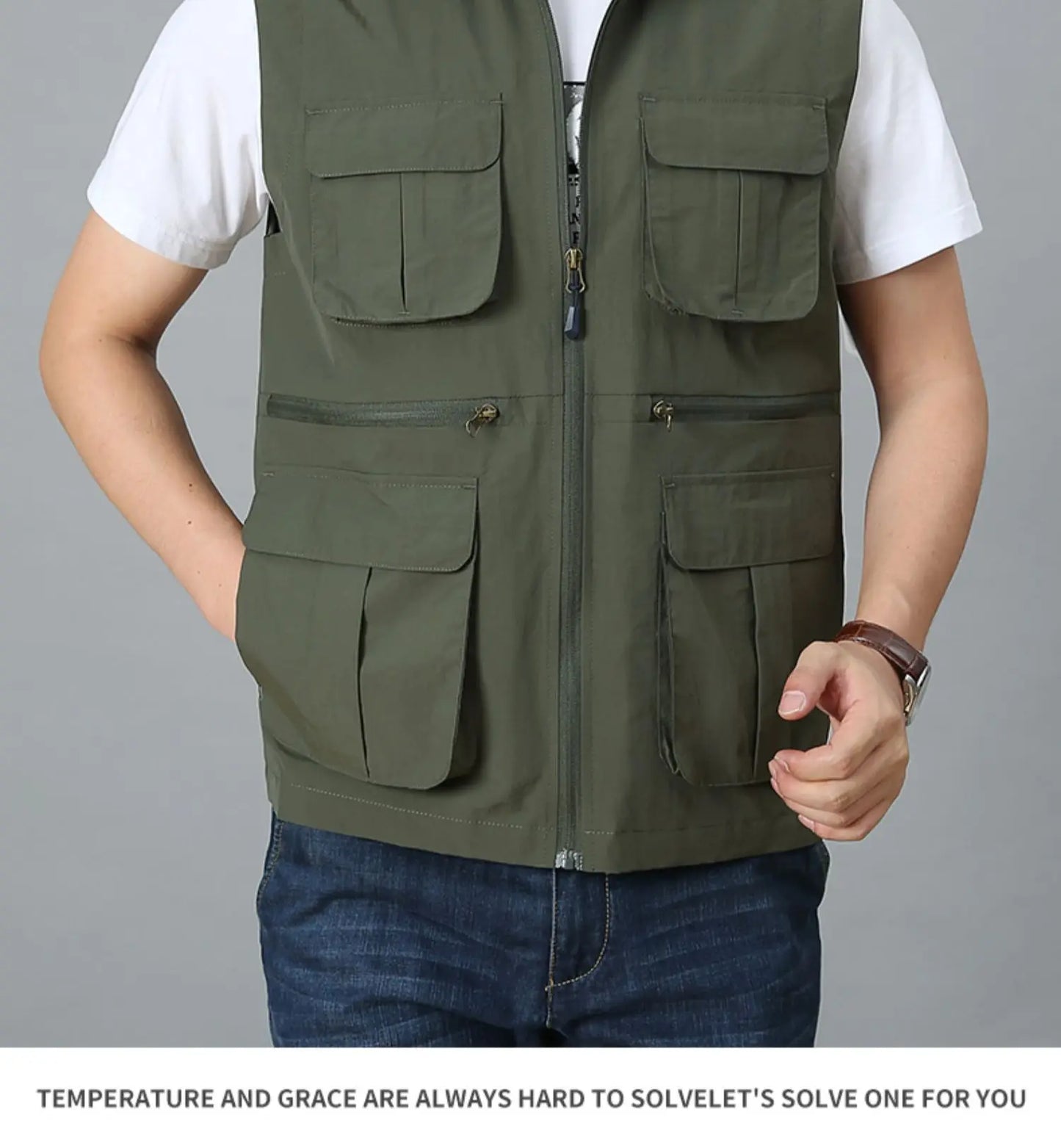 Tactical Vest For Men Golf Hunting Large Size Men's Camping Sleeveless Jacket Multi-pocket Work Padded Luxury MAN Clothing Denim