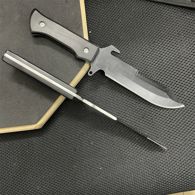 Tactical Hunting Knife Full Tang 8CR13MOV Blade Wood Handle Survival Tools Pocket Knife High Hardness Self Defense Combat Knives