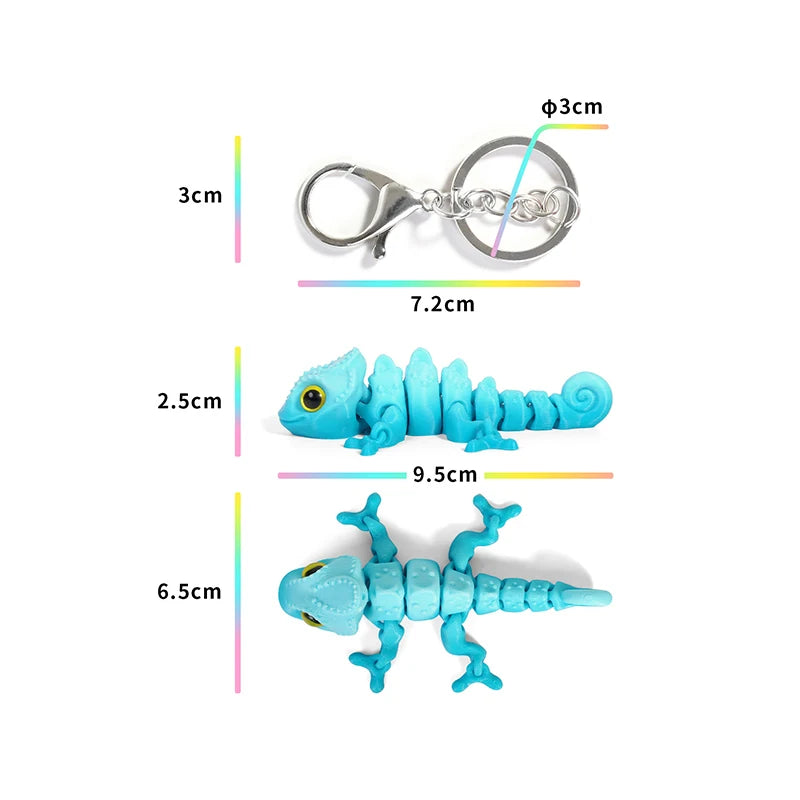 Cartoon 3D Printed Dragon Keychain Movable Joints Creative Backpack Decoration Accessories Unique Figurine Pendant Gifts