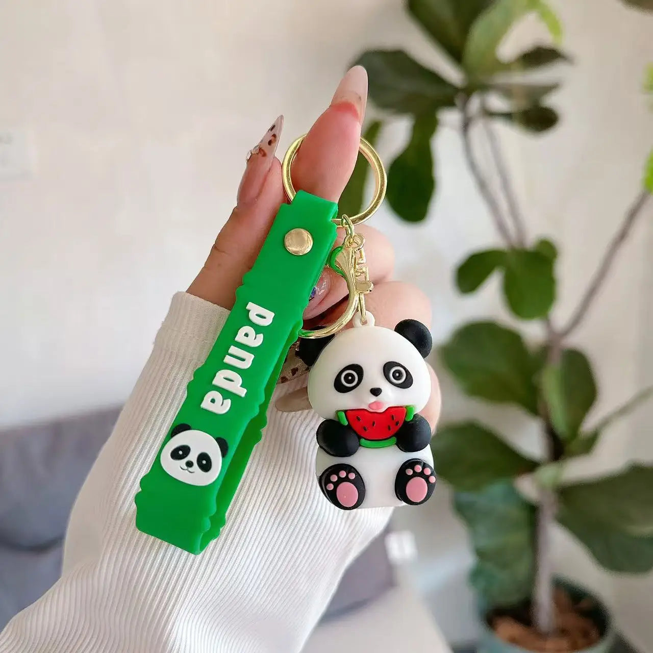 Cute Panda Keychain PVC Cartoon Keyring Creative Gift for Students Backpack Accessories