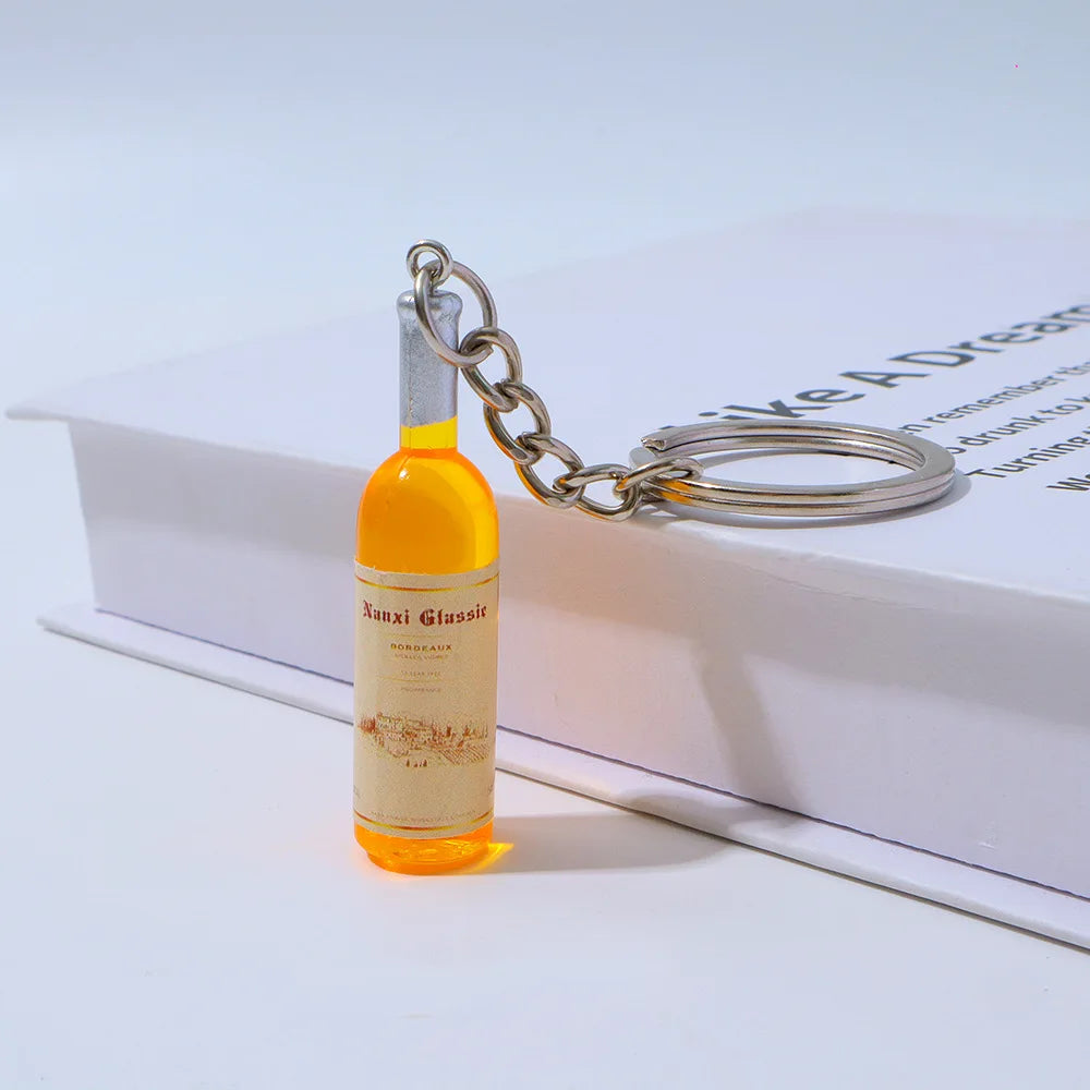1PC Trendy Acrylic Simulated Wine Bottle Keychain for Man with Cool Charm, Decorative Accessory for Keys,Bags & Backpacks Gift