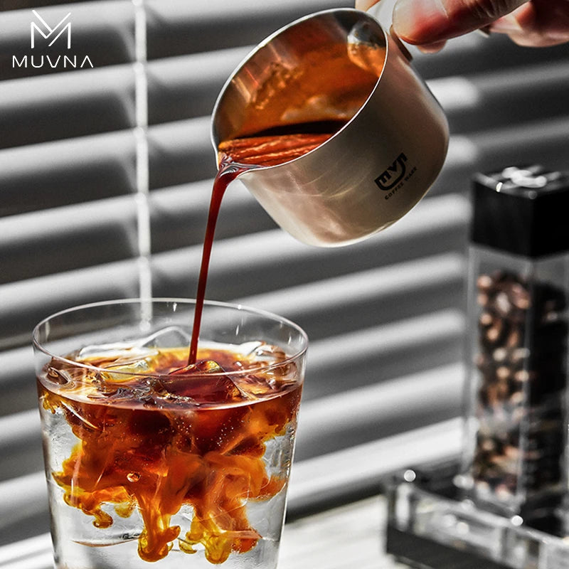 MUVNA Espresso Mug - Star Rain, 100ml Stainless Steel Coffee cup with Scale, Coffee Mugs with Handle, Colourful, Black & White