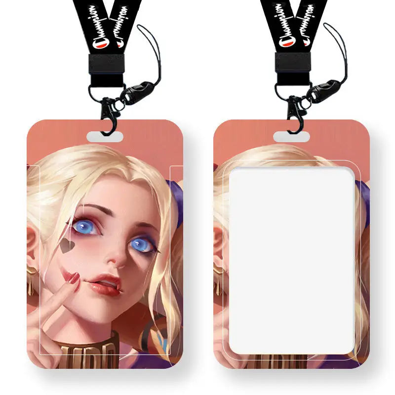 DC Joker Harley Quinn Anime Movie Periphery Student Campus Card Cover Creative Cartoon Lanyard Work Card Protective Cover Gifts