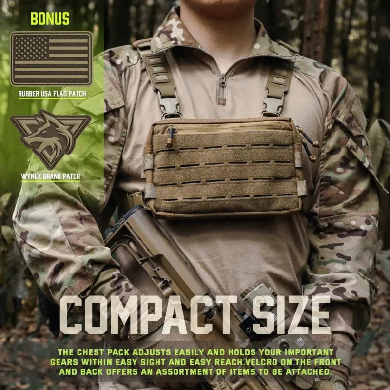 Tactical Chest Rig Pack for Men, Running Chest Bag with Front Loop Recon Chest Rigs for Hunting Outdoor EDC