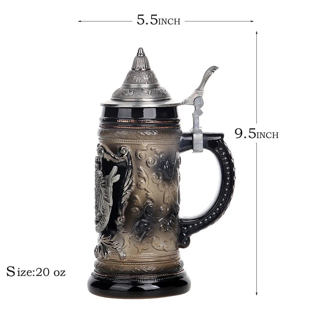 600ml Beer Mugs Big Capacity Germany Geographical Sign Classical  Beer Mug 3D & Resin Steel Stainless Tankard Cup Best Fans Gift