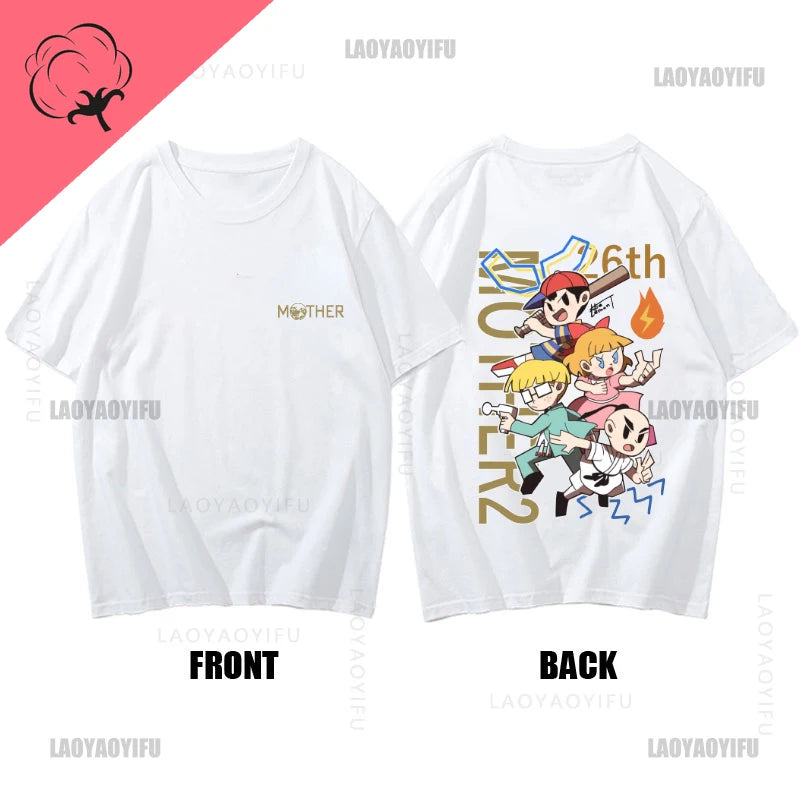 Heroes Man's TShirt Mother Earthbound Game Crewneck Tops Fabric T Shirt Funny Cotton Gift Idea  Fashion Short Sleeve Clothing