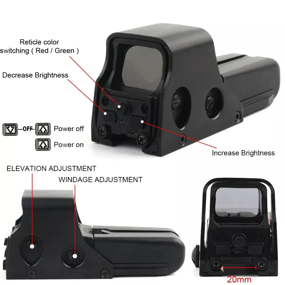 551 552 Holographic Reflex Sight Scope Red Green Tactical Hunting 20mm Rail