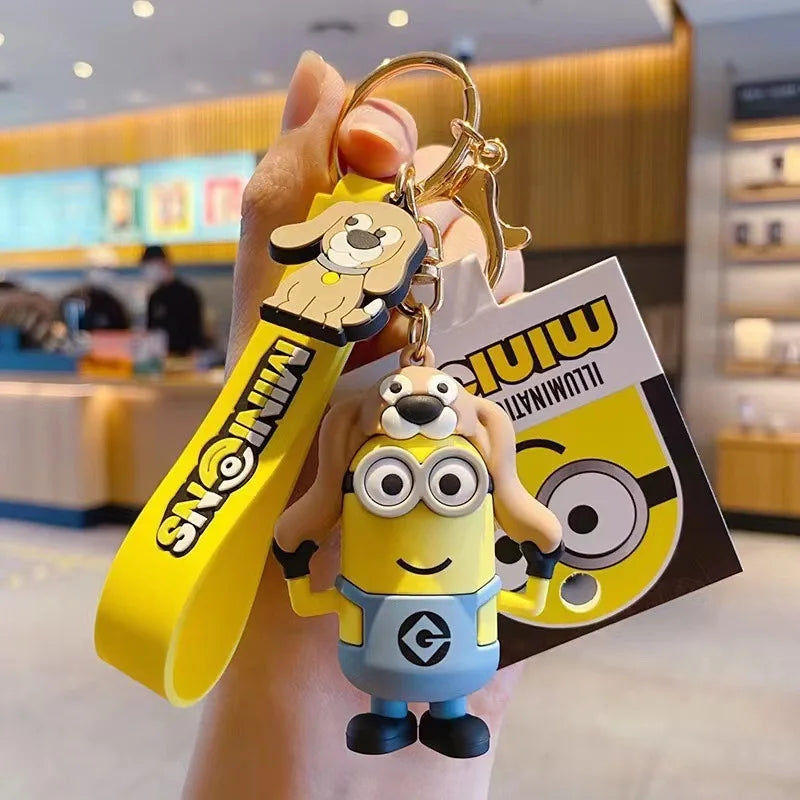 New M-Minions Keychain Animated Banana Villain 3D Keychain PVC Pendant key Rings for Kids Birthday Toy Gift