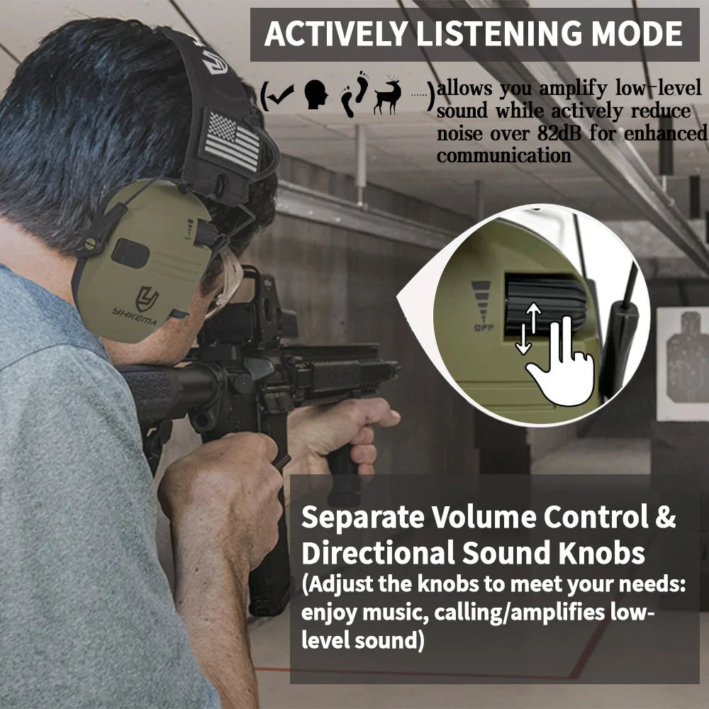 Gun Range Shooting Active Headset Headphones for Hunting Electronic Hearing Protection Ear Protect Noise Reduction Earmuff