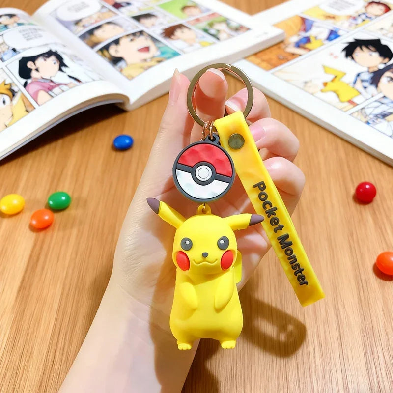New Pokemon Pikachu Keychain Anime Cartoon Key--Chain Charmander Psyduck Fashion Keyring Pendant Accessories Toys--Kids Gifts