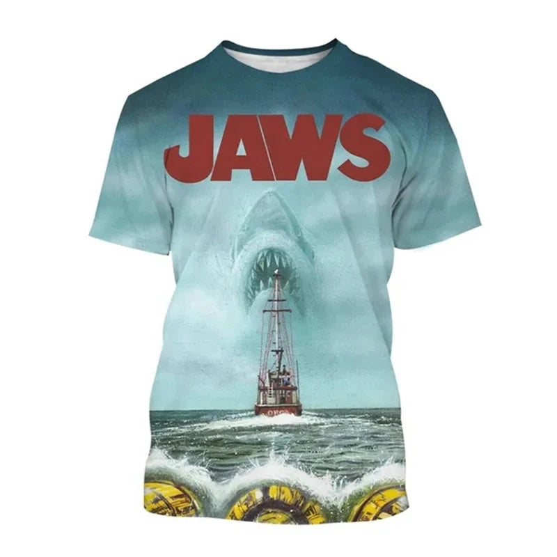 Horror Movie Jaws T-Shirts Shark 3D Printed Streetwear Men Women Fashion Oversized Short Sleeve T Shirt Kids Tees Tops Clothing