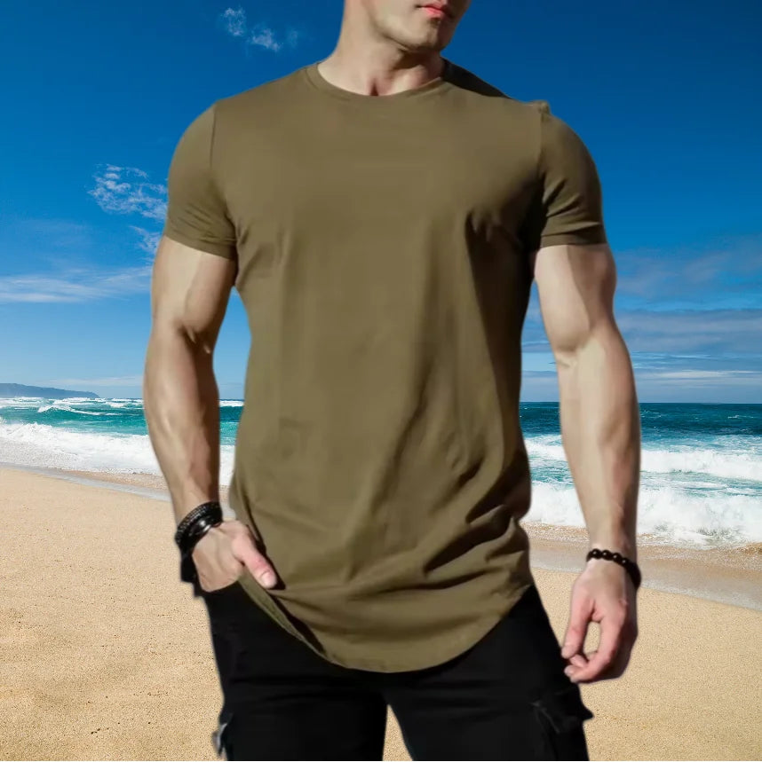 Muscle fitness T-shirts, sports training T-shirts, high-quality cotton T-shirts for men, fitness and sports T-shirts