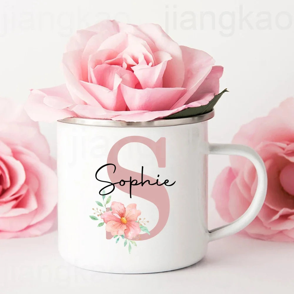 Personalized Mug Initial with Name Cup Custom Coffee Hot Chocolate Mugs Bridesmaid gift wedding birthday christmas Gifts for Her