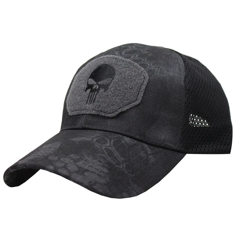 Tactical Camouflage Baseball Cap Mesh Breathable Special Forces Tactical Camo Hat Skull Duck Visor Hat